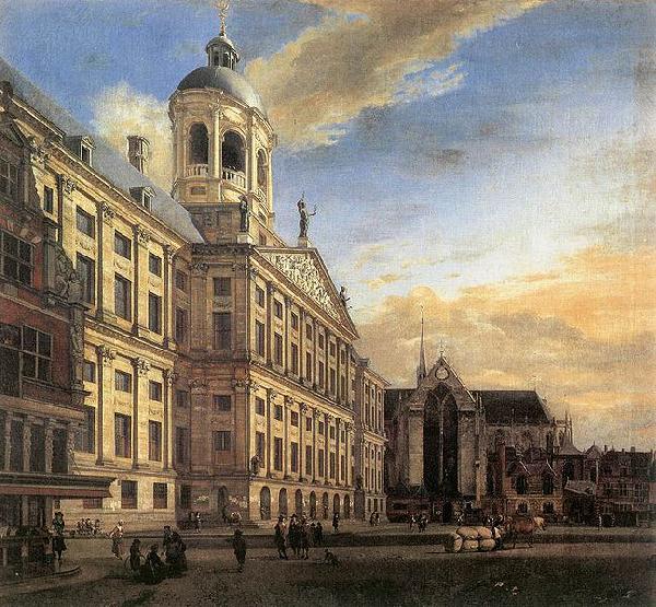Jan van der Heyden Amsterdam, Dam Square with the Town Hall and the Nieuwe Kerk China oil painting art